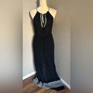 THML Black Maxi Dress with White Embroidery size S